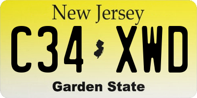 NJ license plate C34XWD