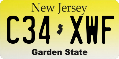 NJ license plate C34XWF