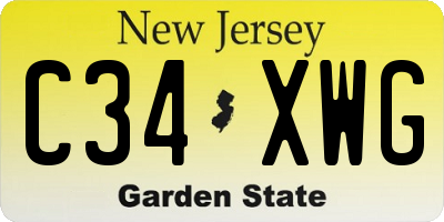 NJ license plate C34XWG