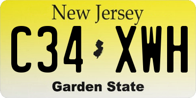 NJ license plate C34XWH