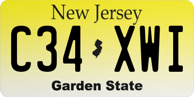 NJ license plate C34XWI