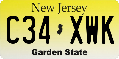 NJ license plate C34XWK