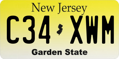 NJ license plate C34XWM
