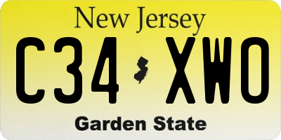 NJ license plate C34XWO