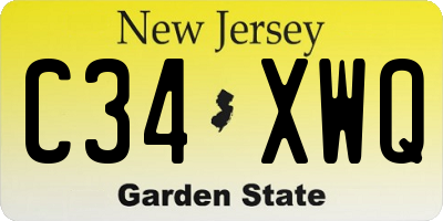NJ license plate C34XWQ