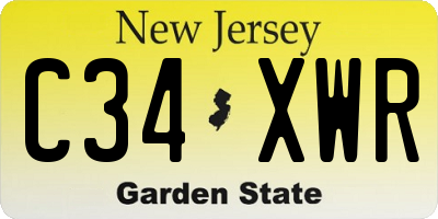 NJ license plate C34XWR