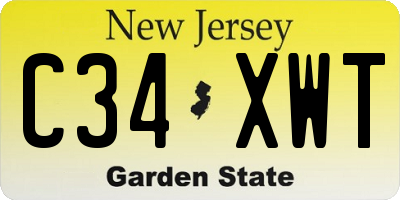 NJ license plate C34XWT