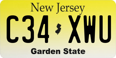NJ license plate C34XWU
