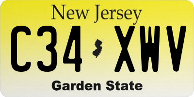 NJ license plate C34XWV