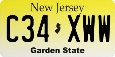 NJ license plate C34XWW