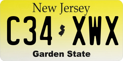 NJ license plate C34XWX