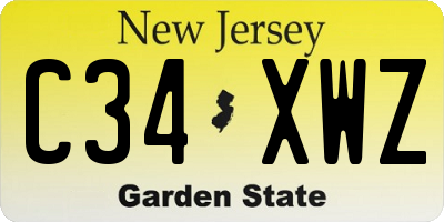 NJ license plate C34XWZ