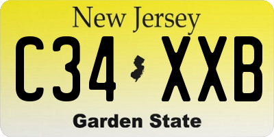 NJ license plate C34XXB