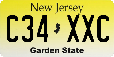 NJ license plate C34XXC