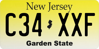 NJ license plate C34XXF