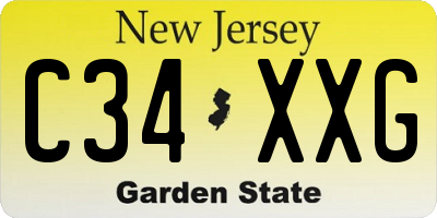 NJ license plate C34XXG