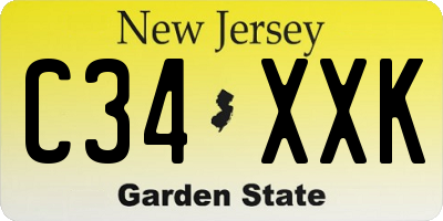 NJ license plate C34XXK