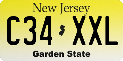NJ license plate C34XXL