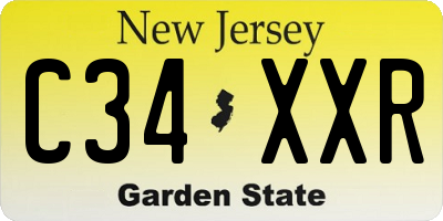 NJ license plate C34XXR