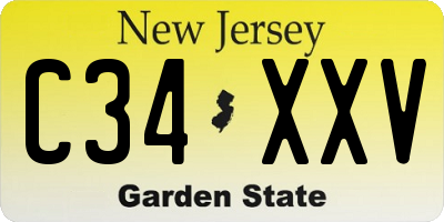 NJ license plate C34XXV
