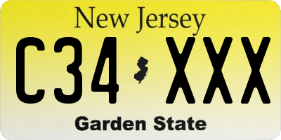 NJ license plate C34XXX