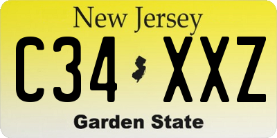 NJ license plate C34XXZ