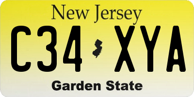 NJ license plate C34XYA