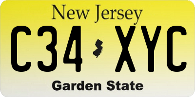 NJ license plate C34XYC