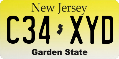 NJ license plate C34XYD