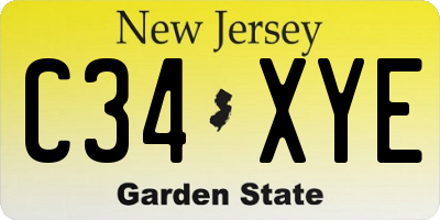 NJ license plate C34XYE