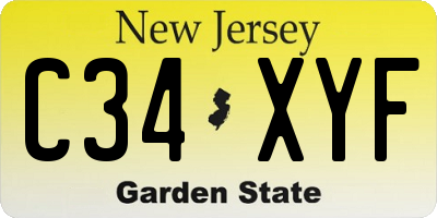 NJ license plate C34XYF