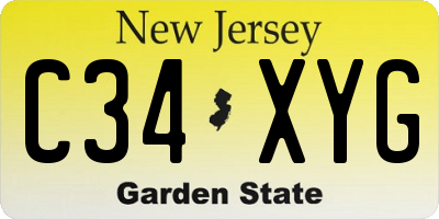 NJ license plate C34XYG