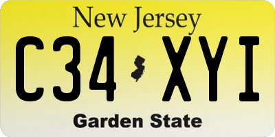 NJ license plate C34XYI