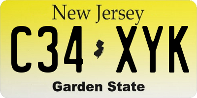 NJ license plate C34XYK