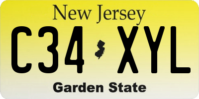 NJ license plate C34XYL