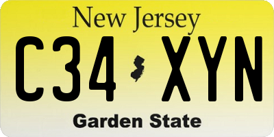 NJ license plate C34XYN