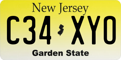 NJ license plate C34XYO