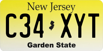 NJ license plate C34XYT