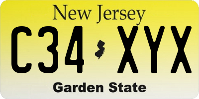 NJ license plate C34XYX
