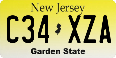 NJ license plate C34XZA
