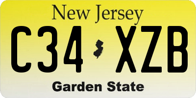 NJ license plate C34XZB