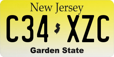 NJ license plate C34XZC