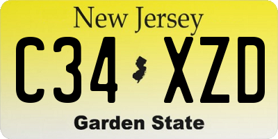 NJ license plate C34XZD