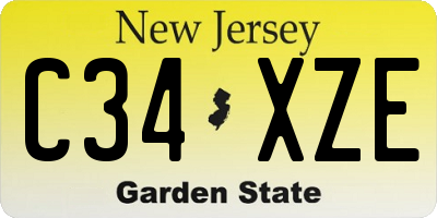 NJ license plate C34XZE
