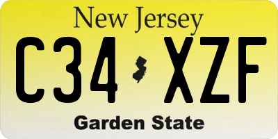 NJ license plate C34XZF