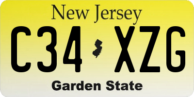 NJ license plate C34XZG