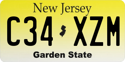 NJ license plate C34XZM