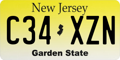NJ license plate C34XZN