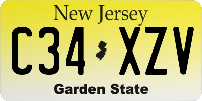 NJ license plate C34XZV