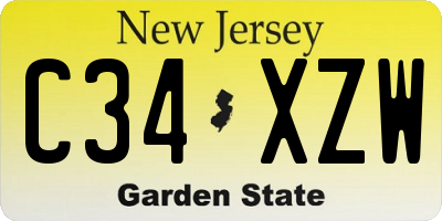 NJ license plate C34XZW